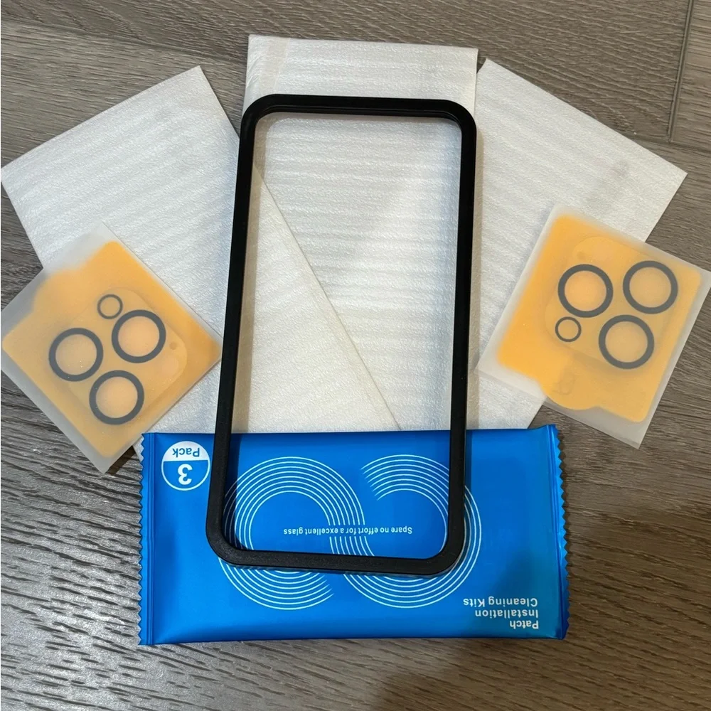 3 Screen Protectors iPhone 15 Pro & 2 Pack Tempered Glass Camera Lens Protector
